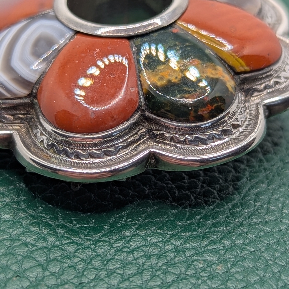✨ Victorian Sterling Silver Multi-Gemstone Floral Brooch ✨ - Picture 3 of 10
